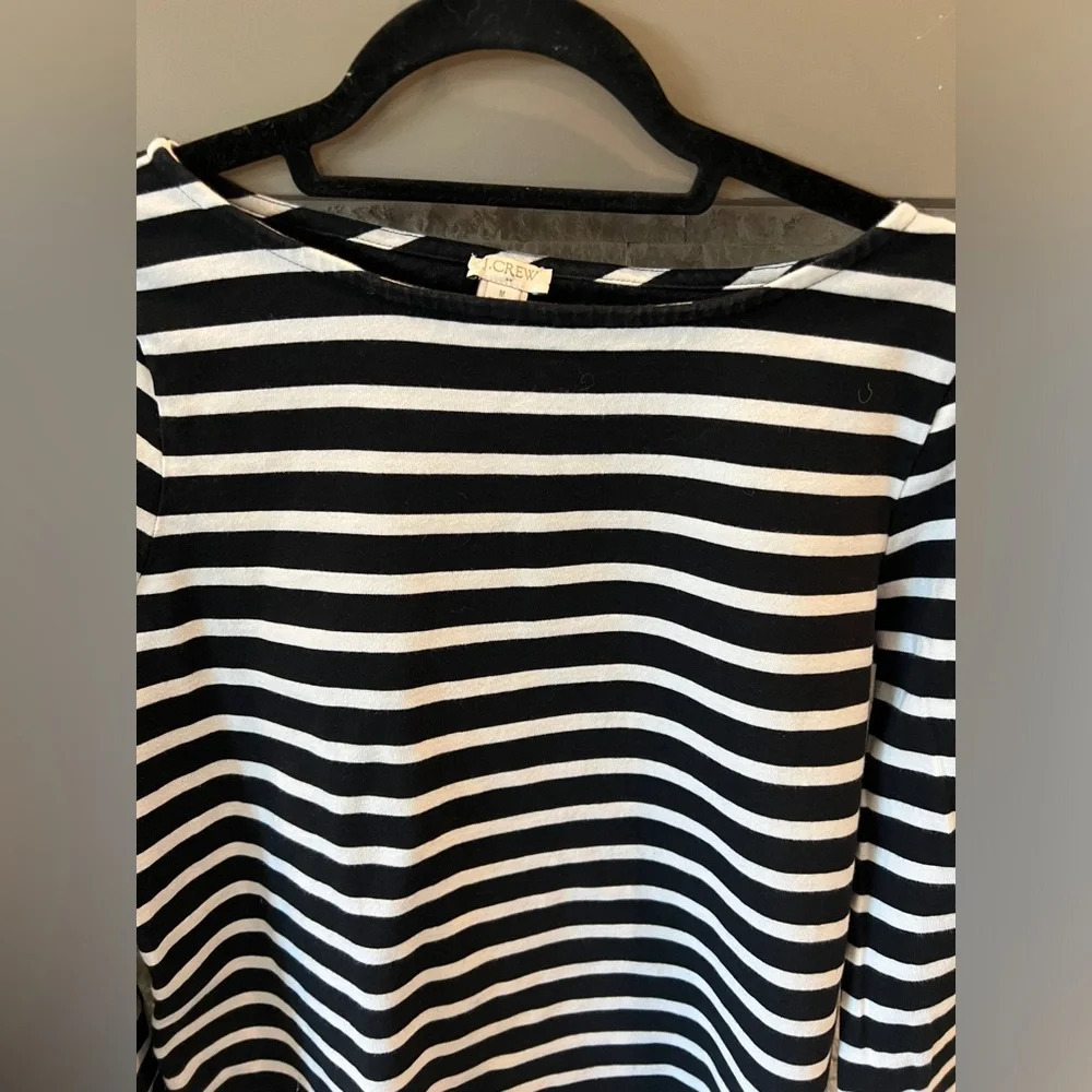 J Crew Black/White striped shirt with nylon‎ accent cuffs - Picture 2 of 7